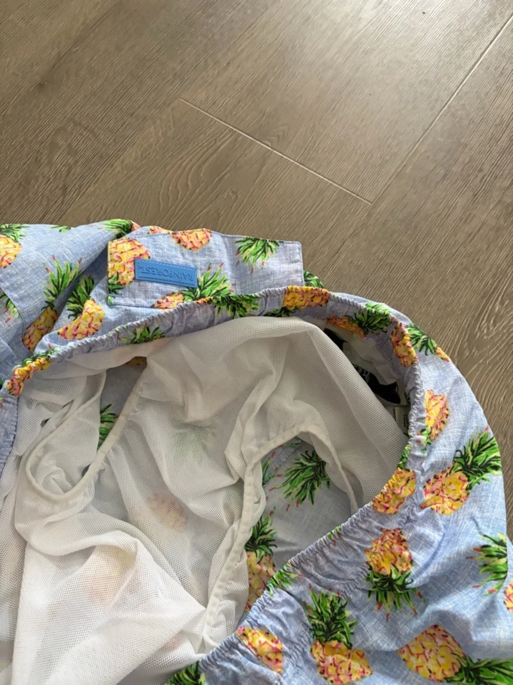 RAINFOREST Pineapple Print Swim Trunks - Light Blue, Yellow, Green